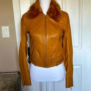XS Marciano leather jacket with faux fur collar